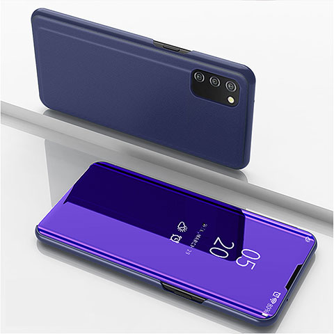 Handytasche Stand Schutzhülle Flip Leder Rahmen Spiegel Tasche für Samsung Galaxy A03s Violett