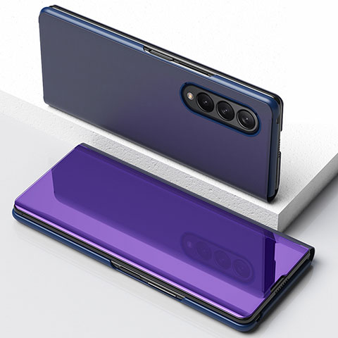 Handytasche Stand Schutzhülle Flip Leder Rahmen Spiegel Tasche für Samsung Galaxy Z Fold4 5G Violett