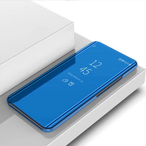 Handytasche Stand Schutzhülle Flip Leder Rahmen Spiegel Tasche für Xiaomi POCO C31 Blau