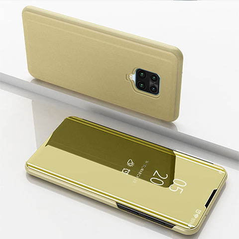 Handytasche Stand Schutzhülle Flip Leder Rahmen Spiegel Tasche für Xiaomi Redmi 10X Pro 5G Gold