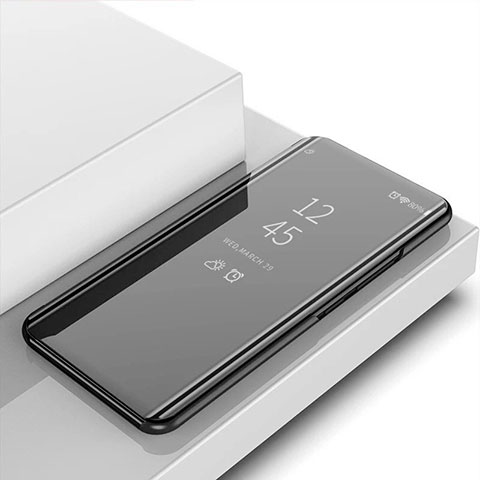 Handytasche Stand Schutzhülle Flip Leder Rahmen Spiegel Tasche L01 für Xiaomi Mi 11 Pro 5G Schwarz