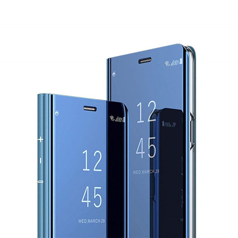 Handytasche Stand Schutzhülle Flip Leder Rahmen Spiegel Tasche L02 für Huawei Nova 8 Pro 5G Blau