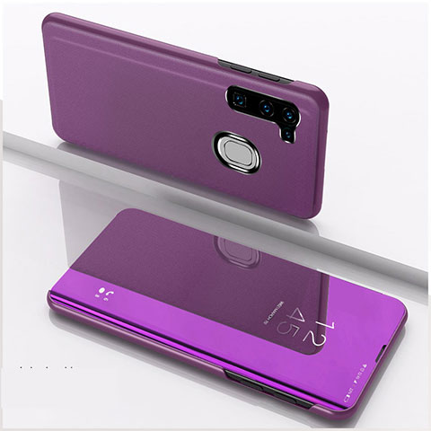 Handytasche Stand Schutzhülle Flip Leder Rahmen Spiegel Tasche L04 für Samsung Galaxy A11 Violett