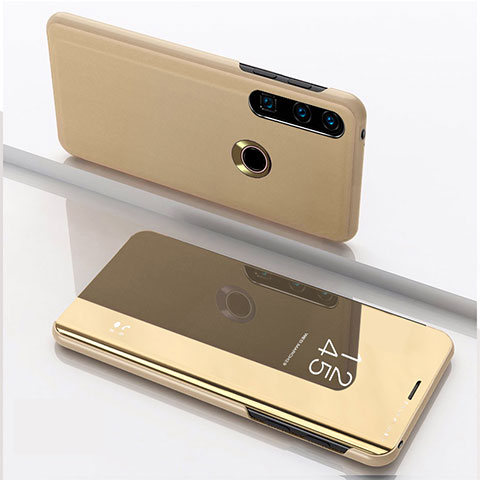 Handytasche Stand Schutzhülle Flip Leder Rahmen Spiegel Tasche QH1 für Huawei P40 Lite E Gold