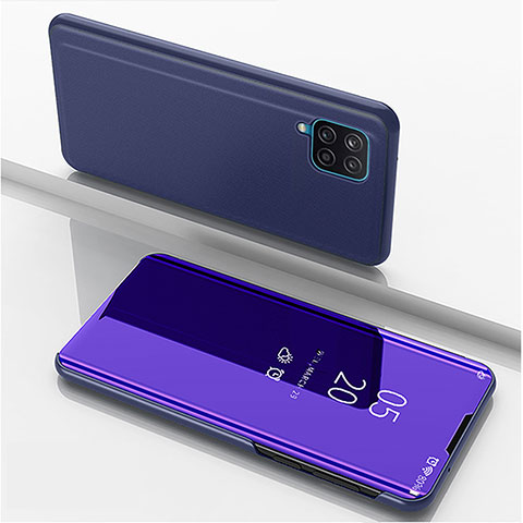 Handytasche Stand Schutzhülle Flip Leder Rahmen Spiegel Tasche ZL1 für Samsung Galaxy A12 5G Violett