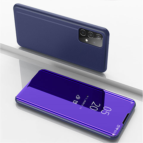 Handytasche Stand Schutzhülle Flip Leder Rahmen Spiegel Tasche ZL1 für Samsung Galaxy A52 5G Violett