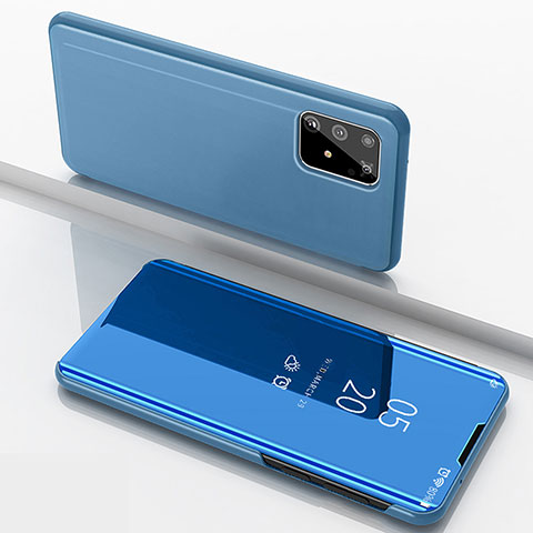 Handytasche Stand Schutzhülle Flip Leder Rahmen Spiegel Tasche ZL1 für Samsung Galaxy M80S Blau
