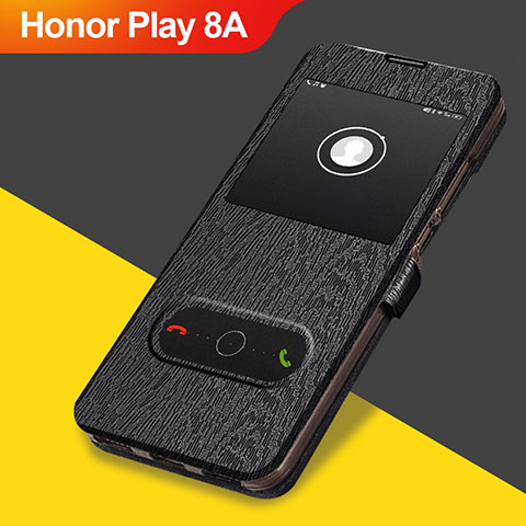 Handytasche Stand Schutzhülle Leder für Huawei Honor Play 8A Schwarz