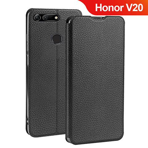 Handytasche Stand Schutzhülle Leder für Huawei Honor V20 Schwarz