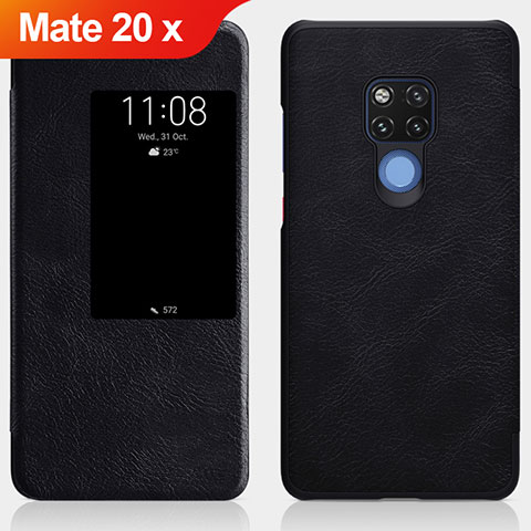 Handytasche Stand Schutzhülle Leder für Huawei Mate 20 X 5G Schwarz