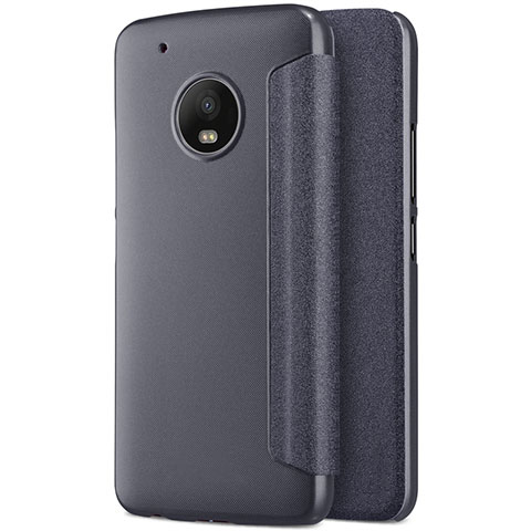 Handytasche Stand Schutzhülle Leder für Motorola Moto G5 Plus Schwarz