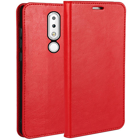 Handytasche Stand Schutzhülle Leder für Nokia X6 Rot