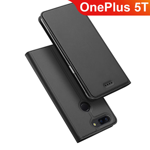 Handytasche Stand Schutzhülle Leder für OnePlus 5T A5010 Schwarz