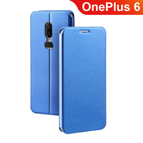 Handytasche Stand Schutzhülle Leder für OnePlus 6 Blau