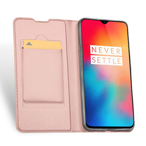 Handytasche Stand Schutzhülle Leder für OnePlus 6T Rosegold