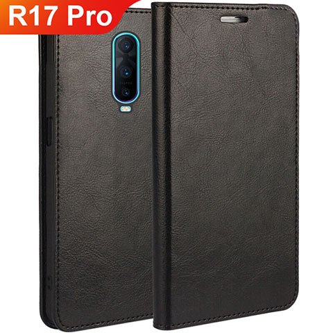 Handytasche Stand Schutzhülle Leder für Oppo R17 Pro Schwarz