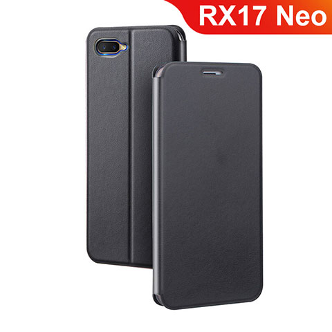 Handytasche Stand Schutzhülle Leder für Oppo RX17 Neo Schwarz