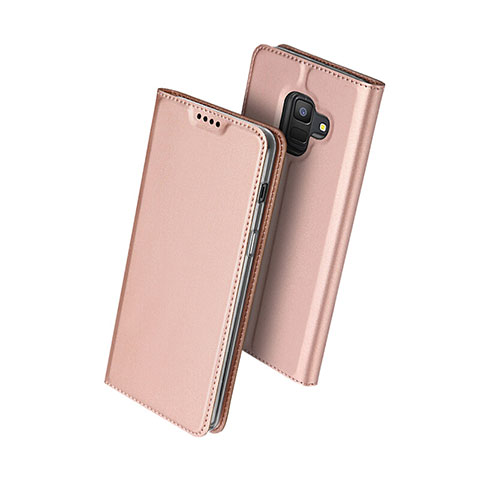 Handytasche Stand Schutzhülle Leder für Samsung Galaxy A6 (2018) Dual SIM Rosegold