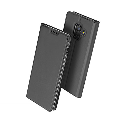 Handytasche Stand Schutzhülle Leder für Samsung Galaxy A6 (2018) Schwarz