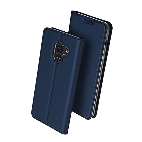 Handytasche Stand Schutzhülle Leder für Samsung Galaxy A8 (2018) A530F Blau