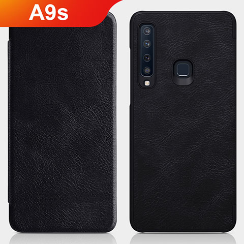 Handytasche Stand Schutzhülle Leder für Samsung Galaxy A9s Schwarz