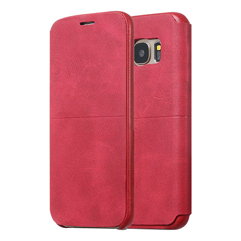 Handytasche Stand Schutzhülle Leder für Samsung Galaxy S7 Edge G935F Rot