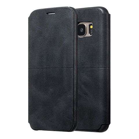 Handytasche Stand Schutzhülle Leder für Samsung Galaxy S7 Edge G935F Schwarz