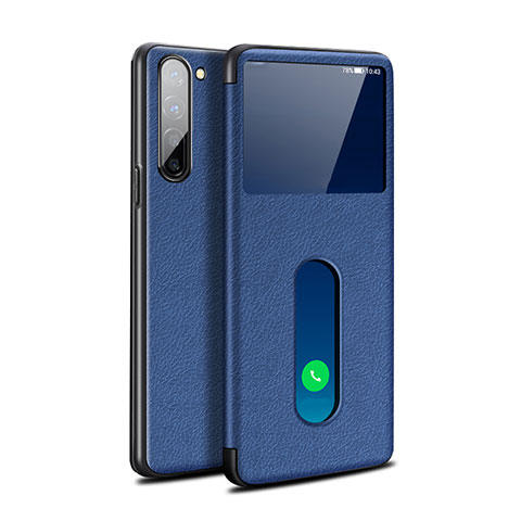 Handytasche Stand Schutzhülle Leder Hülle für Oppo F15 Blau