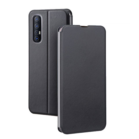 Handytasche Stand Schutzhülle Leder Hülle für Oppo Reno3 Pro Schwarz