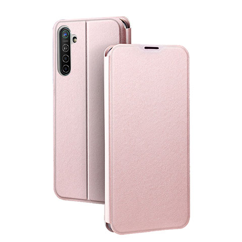 Handytasche Stand Schutzhülle Leder Hülle für Realme XT Rosegold