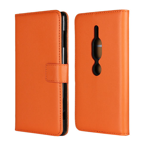 Handytasche Stand Schutzhülle Leder Hülle für Sony Xperia XZ2 Premium Orange