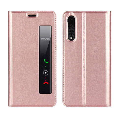 Handytasche Stand Schutzhülle Leder Hülle L01 für Huawei P20 Pro Rosegold