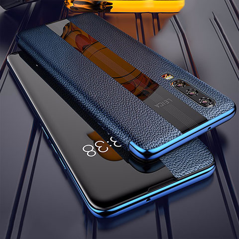 Handytasche Stand Schutzhülle Leder Hülle L01 für Huawei P30 Blau