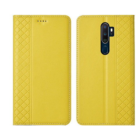 Handytasche Stand Schutzhülle Leder Hülle L01 für Oppo A11 Gelb