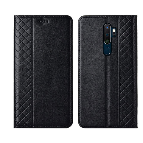 Handytasche Stand Schutzhülle Leder Hülle L01 für Oppo A9 (2020) Schwarz