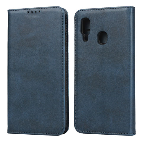 Handytasche Stand Schutzhülle Leder Hülle L01 für Samsung Galaxy A20e Blau