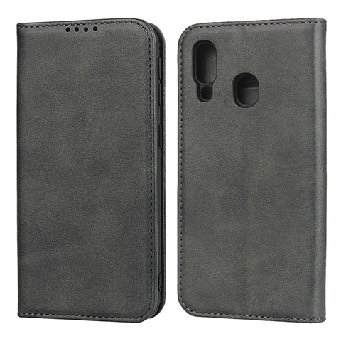 Handytasche Stand Schutzhülle Leder Hülle L01 für Samsung Galaxy A40 Schwarz