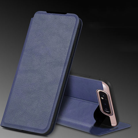 Handytasche Stand Schutzhülle Leder Hülle L01 für Samsung Galaxy A80 Blau