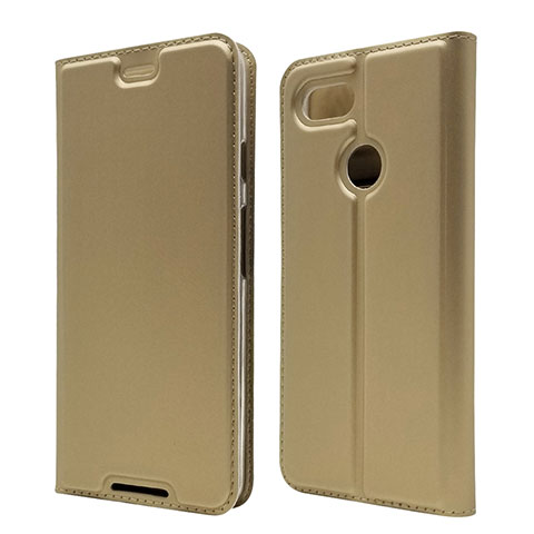 Handytasche Stand Schutzhülle Leder Hülle L02 für Google Pixel 3 Gold