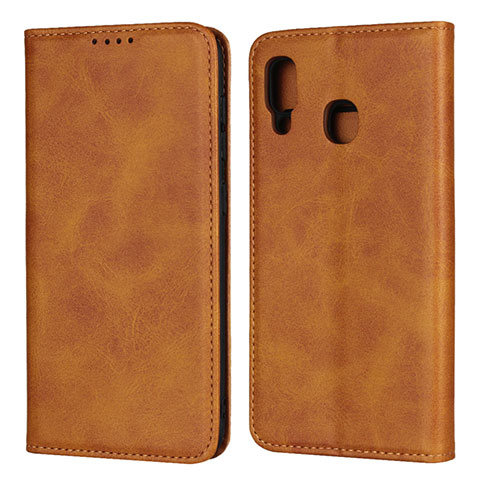 Handytasche Stand Schutzhülle Leder Hülle L02 für Samsung Galaxy A20 Orange