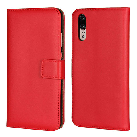 Handytasche Stand Schutzhülle Leder Hülle L03 für Huawei P20 Rot