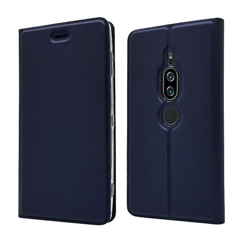 Handytasche Stand Schutzhülle Leder Hülle L03 für Sony Xperia XZ2 Premium Blau