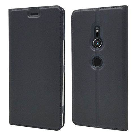 Handytasche Stand Schutzhülle Leder Hülle L03 für Sony Xperia XZ2 Schwarz