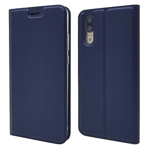 Handytasche Stand Schutzhülle Leder Hülle L04 für Huawei P20 Blau