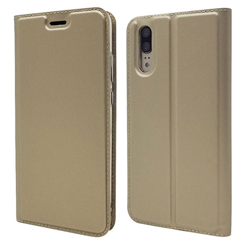 Handytasche Stand Schutzhülle Leder Hülle L04 für Huawei P20 Gold