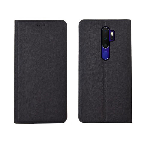 Handytasche Stand Schutzhülle Leder Hülle L04 für Oppo A9 (2020) Schwarz