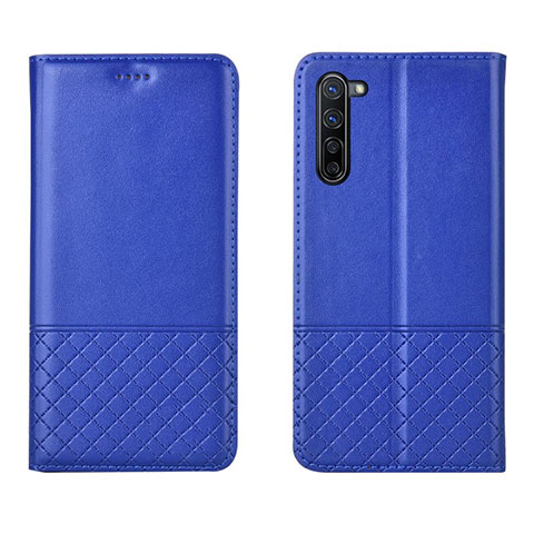 Handytasche Stand Schutzhülle Leder Hülle L04 für Oppo F15 Blau