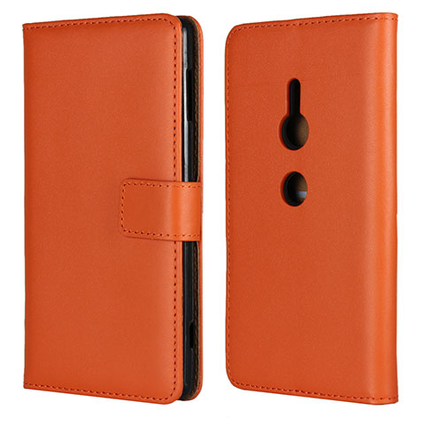 Handytasche Stand Schutzhülle Leder Hülle L04 für Sony Xperia XZ2 Orange