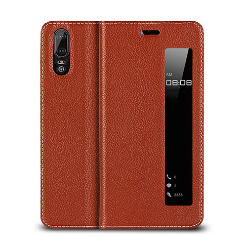 Handytasche Stand Schutzhülle Leder Hülle L06 für Huawei P20 Orange