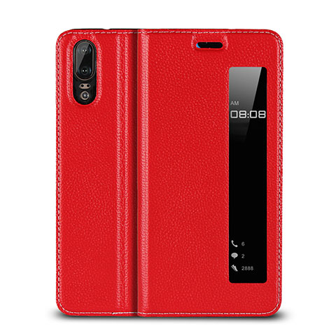 Handytasche Stand Schutzhülle Leder Hülle L06 für Huawei P20 Rot